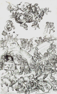 Illustration zum Wirken des Planeten Saturns aus dem „Mittelalterliche Hausbuch“ von Schloss Wolfegg  (um 1480); ©ÖNB/Wien